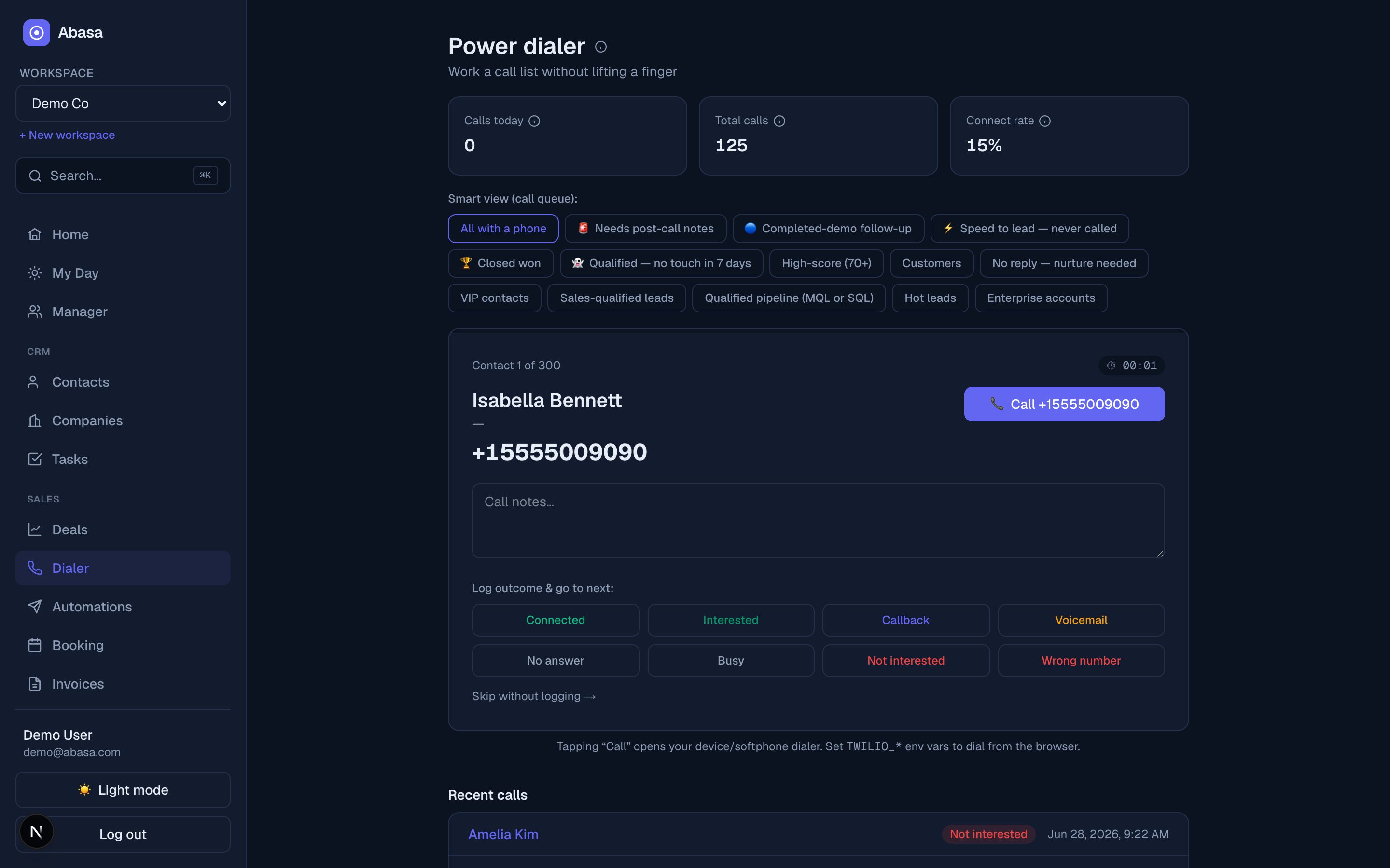 Abasa power dialer
